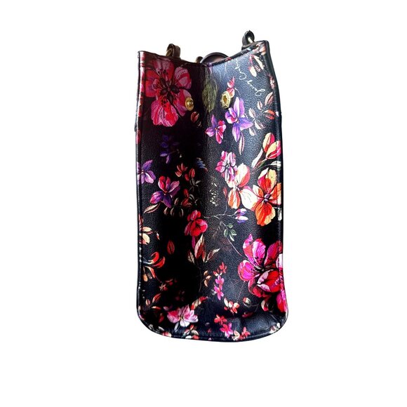 Juicy Couture Medallion Floral Satchel Tote Black Multi Color Purse Gold Logo - Picture 3 of 16